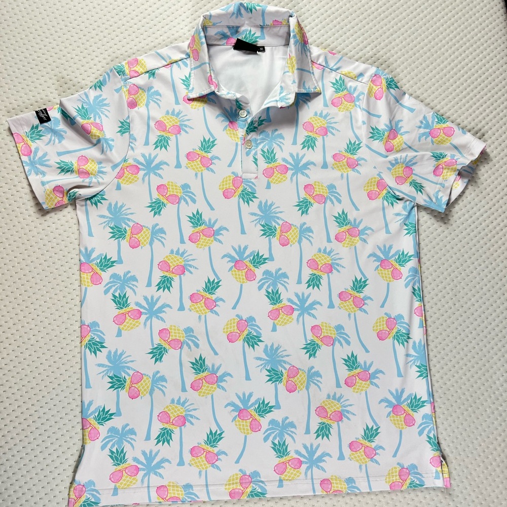 Sunday Swagger Tropical Print Polo Shirt